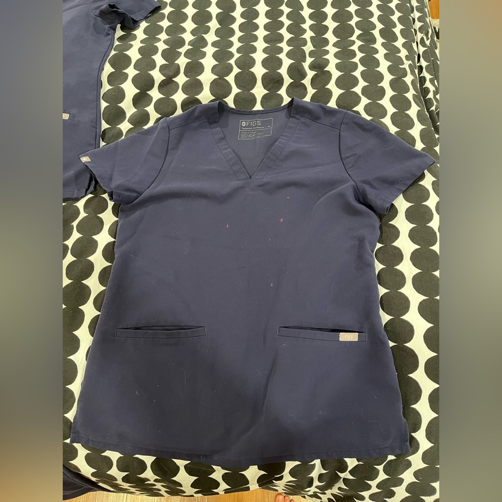XS Figs Navy Blue Scrub Top